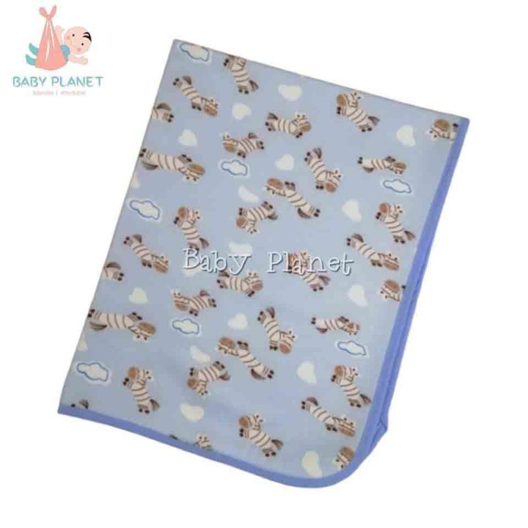 Waterproof Cotton Cot Sheet Blue Zebra Baby