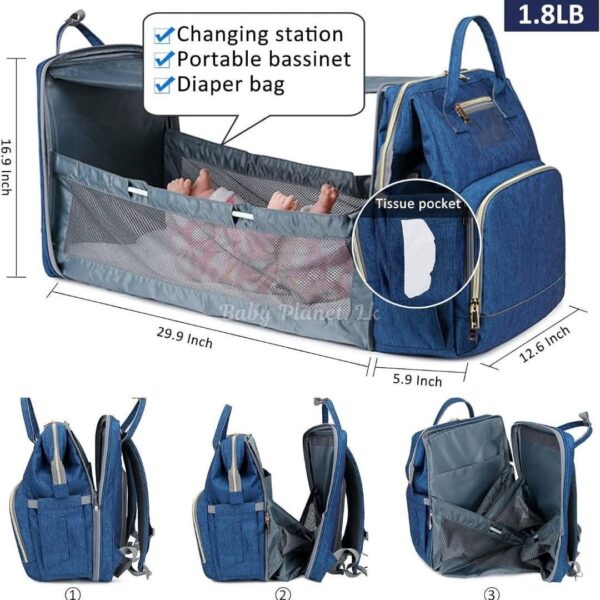 Multi Functional 3 in 1 Baby Travel Crib, Diaper Backpack and Changing Station