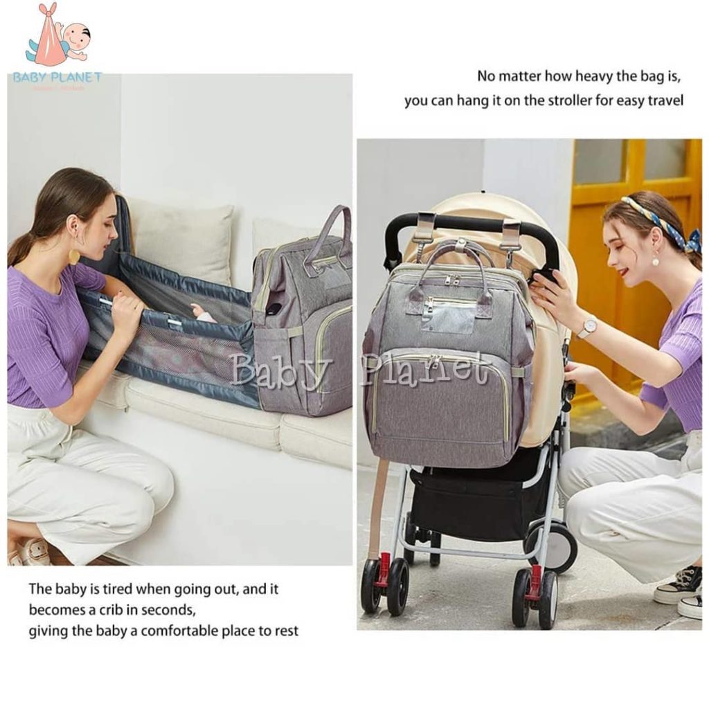 Multi Functional 3 in 1 Baby Travel Crib, Diaper Backpack and Changing