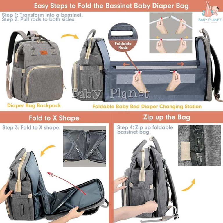 Multi Functional 3 in 1 Baby Travel Crib, Diaper Backpack and Changing