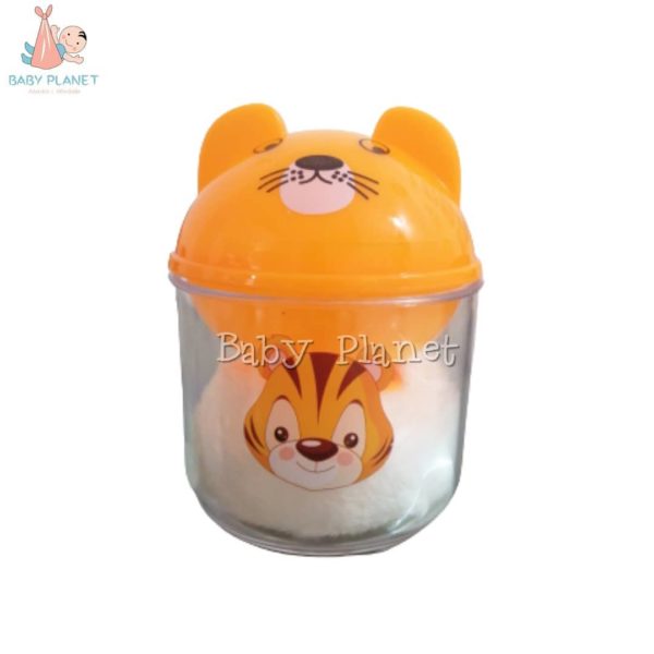 Cute baby powder puff box - orange