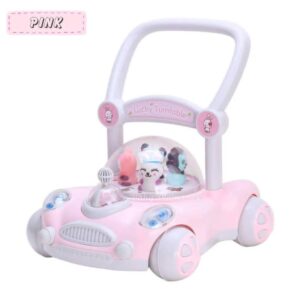 Baby Sit to Stand Push Along Carousel Walker with Rotating Cartoon Characters