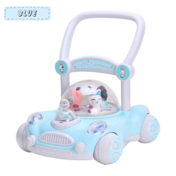 Baby Sit to Stand Push Along Carousel Walker with Rotating Cartoon Characters
