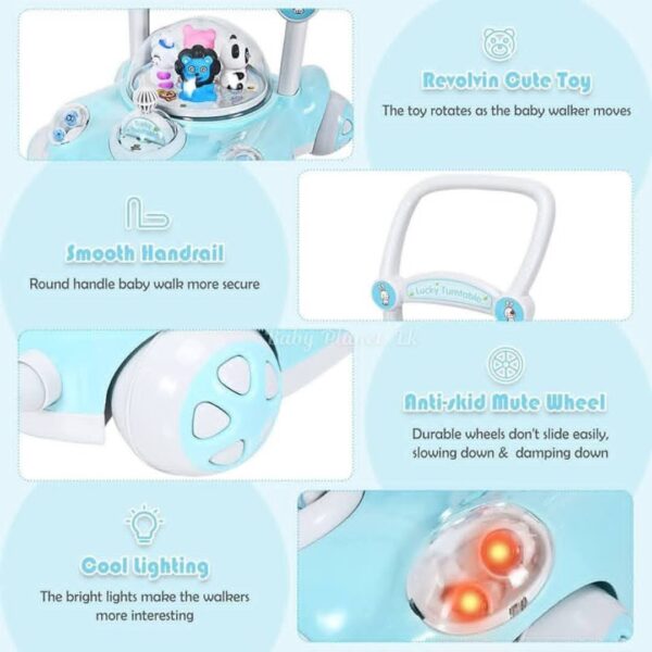 Baby Sit to Stand Push Along Carousel Walker with Rotating Cartoon Characters