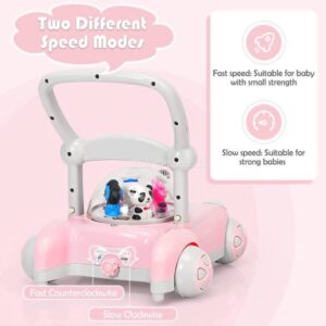 Baby Sit to Stand Push Along Carousel Walker with Rotating Cartoon Characters