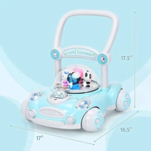Baby Sit to Stand Push Along Carousel Walker with Rotating Cartoon Characters