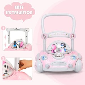 Baby Sit to Stand Push Along Carousel Walker with Rotating Cartoon Characters