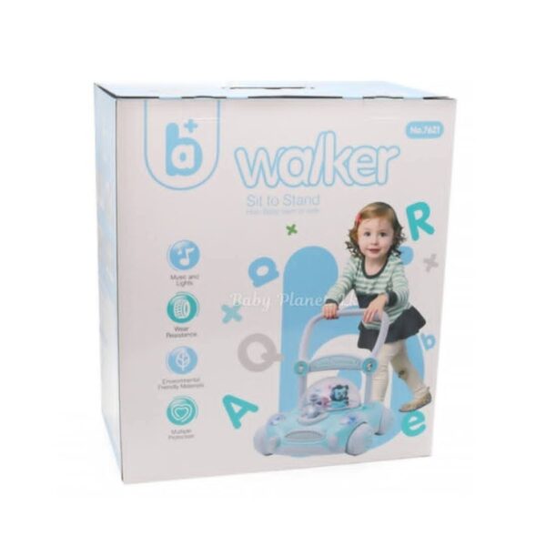 Baby Sit to Stand Push Along Carousel Walker with Rotating Cartoon Characters