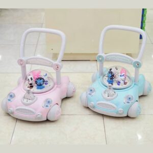Baby Sit to Stand Push Along Carousel Walker with Rotating Cartoon Characters