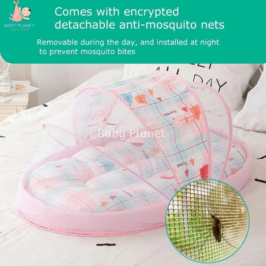 Portable Infant Bed with Mosquito Net - Certified, Chemical-Free Baby Bed