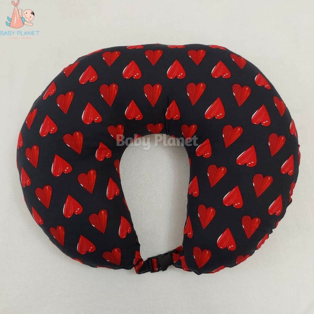 Babyhug Cotton Feeding Pillow Teddy & Hearts Print - Pink main image 0