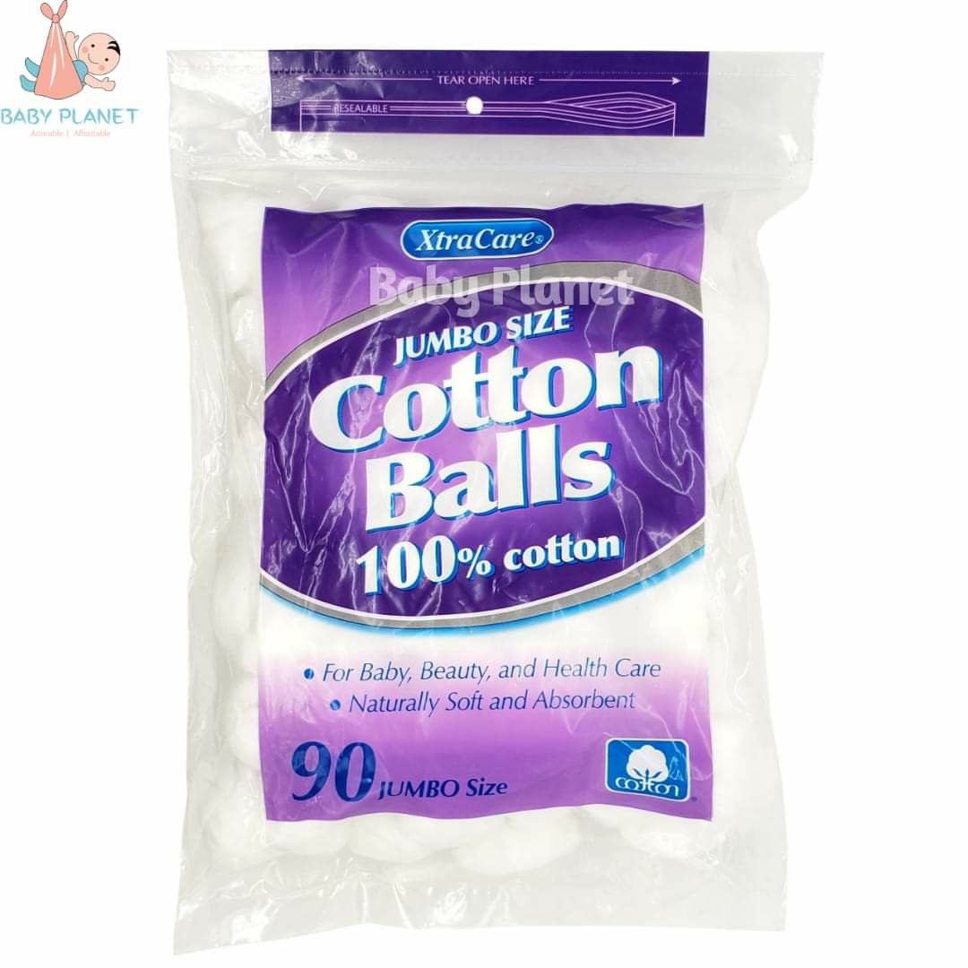 XtraCare Jumbo Size Cotton Balls – Pack of 90 (100% Cotton) - Baby Planet