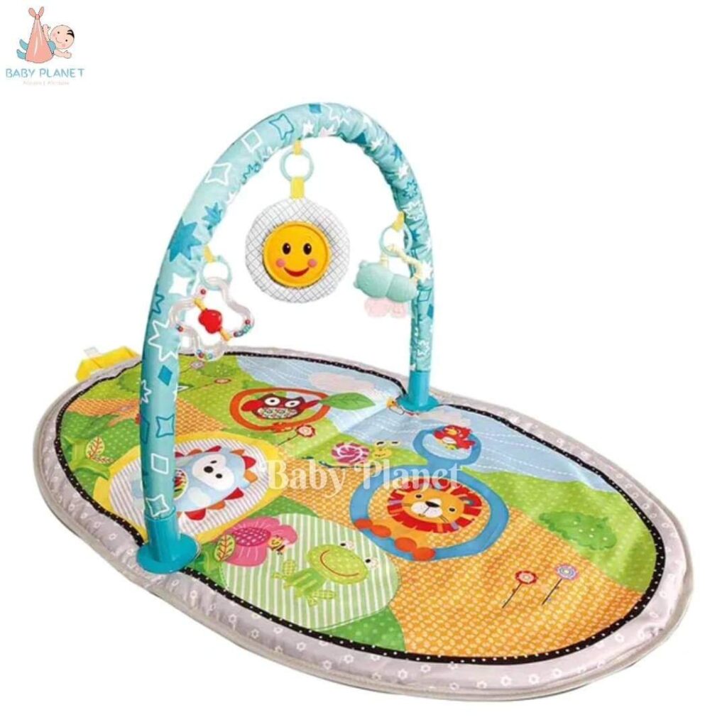 Cute Cartoon Design Baby Play Gym Mat with Hanging Toys Baby