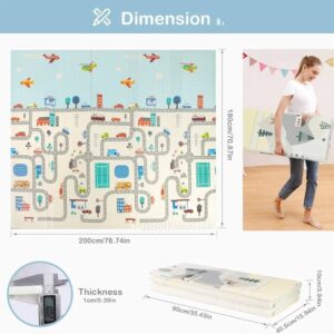 Double Side Printed XPE Foldable Large Baby Play Mat with Storage Bag (200×180cm) – 1cm thickness