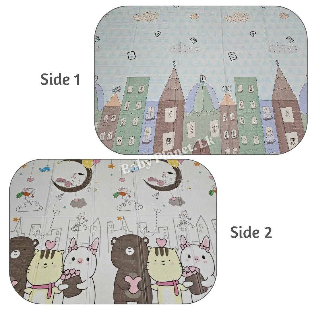 Double Side Printed XPE Foldable Large Baby Play Mat with Storage Bag (200×180cm) – 1cm thickness