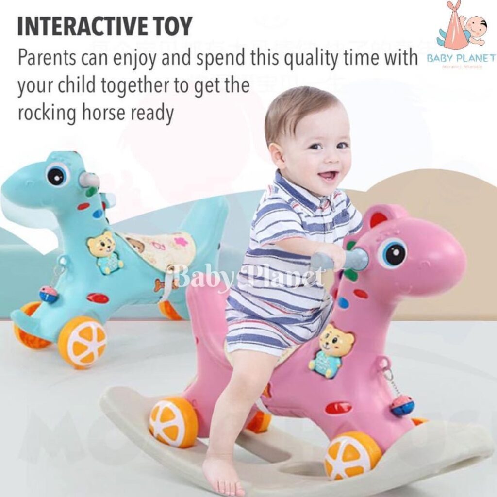 2 in 1 Kids Ride-On and Rocking Horse with Music and Activity toy ...