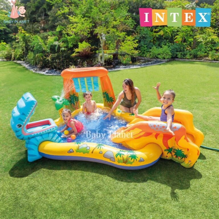 Intex Inflatable Dinosaur Play Center Pool with Slide and Splasher ...