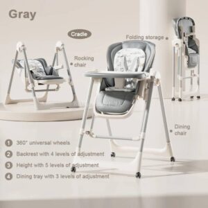 2 in 1 High Luxury Multi-functional and Reclinable Baby Feeding Chair and Swing