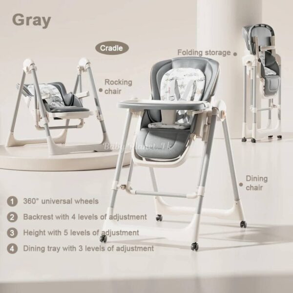 2 in 1 High Luxury Multi-functional and Reclinable Baby Feeding Chair and Swing