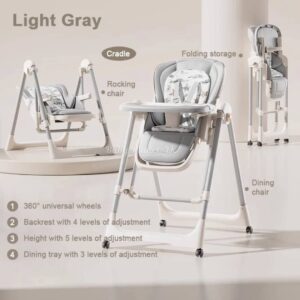 2 in 1 High Luxury Multi-functional and Reclinable Baby Feeding Chair and Swing