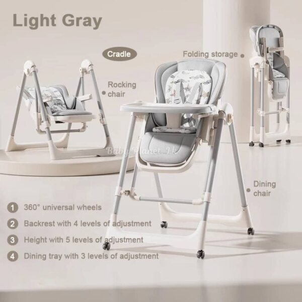 2 in 1 High Luxury Multi-functional and Reclinable Baby Feeding Chair and Swing