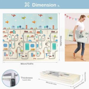Double Side Printed XPE Foldable Large Baby Play Mat with Storage Bag (180×150cm) – 1cm thickness