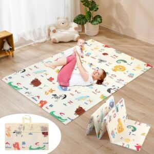 Double Side Printed XPE Foldable Large Baby Play Mat with Storage Bag (200×180cm) – 0.6cm thickness