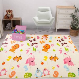 Double Side Printed XPE Foldable Large Baby Play Mat with Storage Bag (200×180cm) – 0.6cm thickness