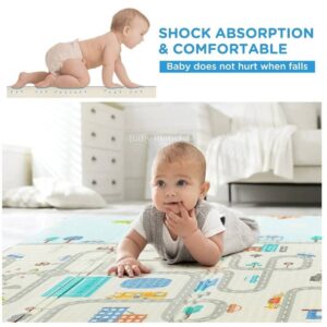 Double Side Printed XPE Foldable Large Baby Play Mat with Storage Bag (200×180cm) – 0.6cm thickness