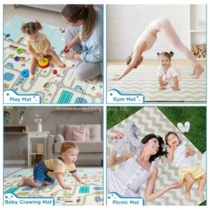 Double Side Printed XPE Foldable Large Baby Play Mat with Storage Bag (200×180cm) – 0.6cm thickness