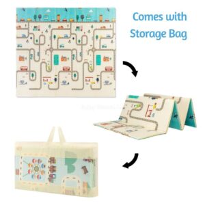 Double Side Printed XPE Foldable Large Baby Play Mat with Storage Bag (200×180cm) – 0.6cm thickness