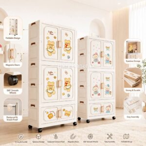 Extra Tall Foldable Baby Plastic Wardrobe Cabinet