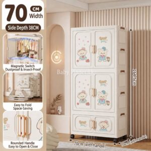 Extra Tall Foldable Baby Plastic Wardrobe Cabinet