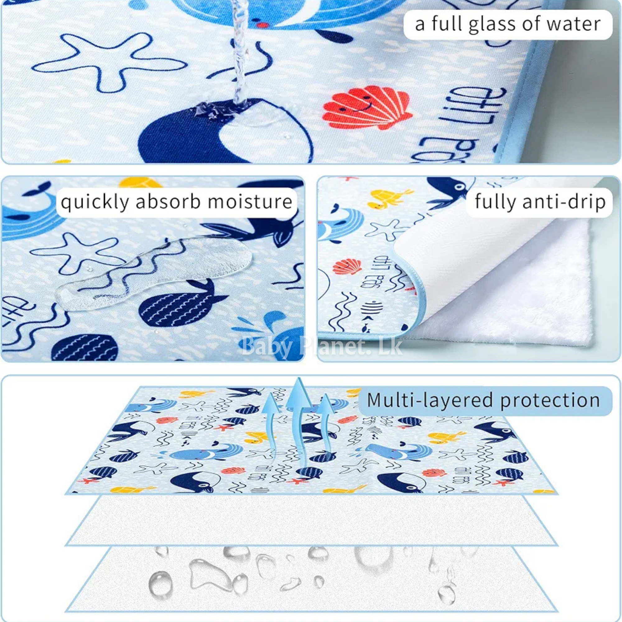 Waterproof Cotton Cot Sheet – Blue Zebra (Copy)