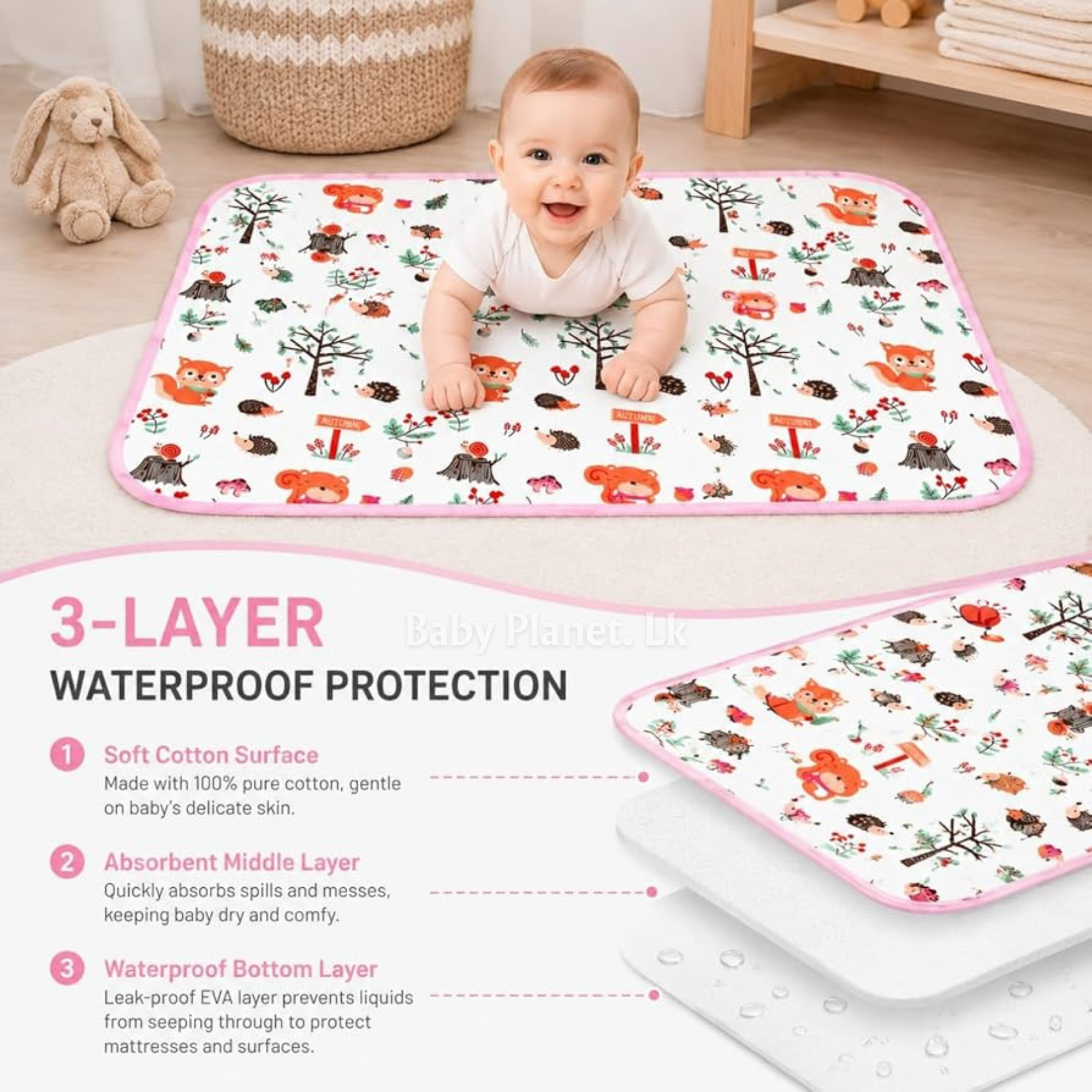 Waterproof Cotton Cot Sheet – Blue Zebra (Copy)