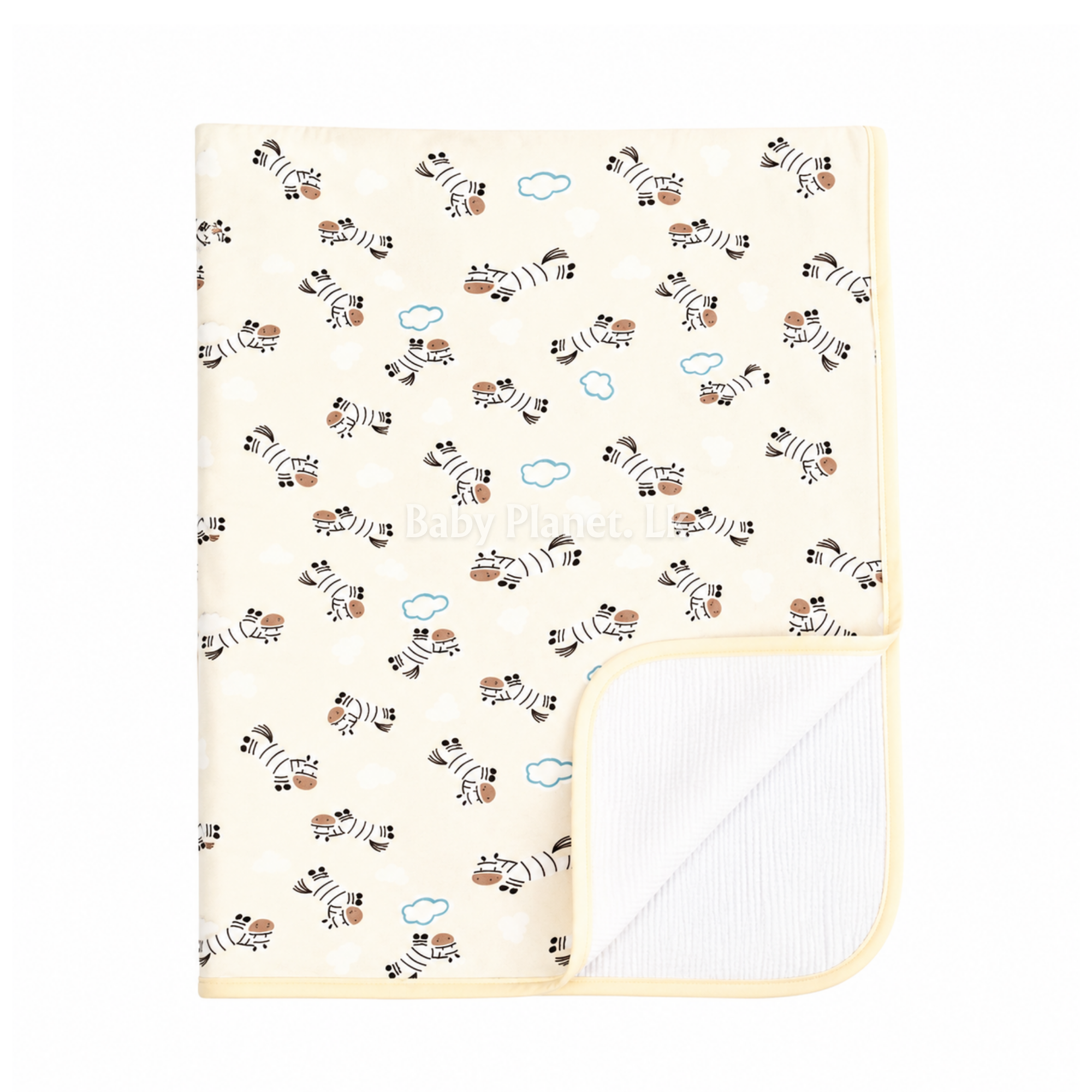 Waterproof Cotton Cot Sheet – Blue Zebra (Copy)
